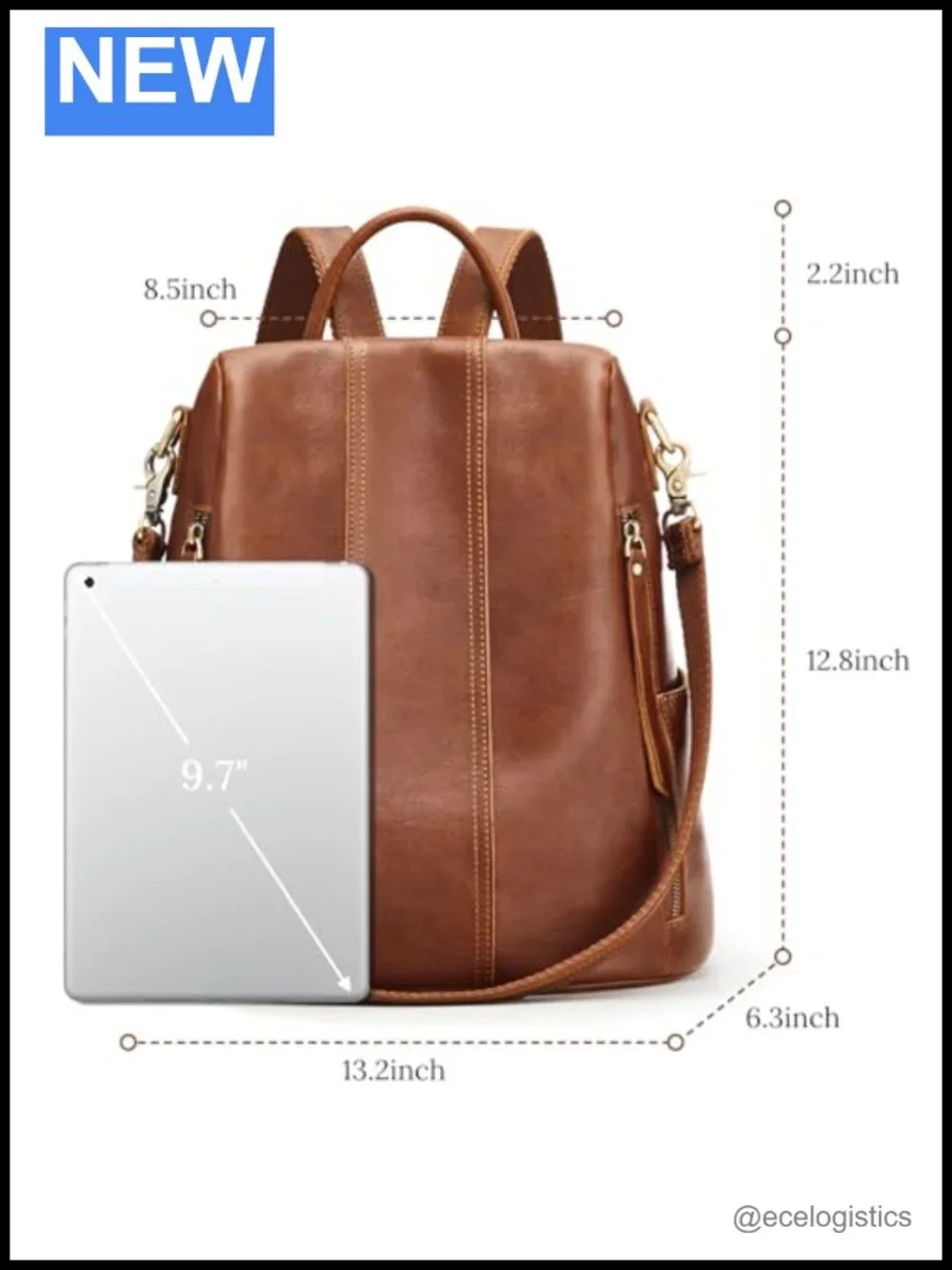 Genuine Full Grain Leather Women's Anti-Theft Backpack Purse Convertible
